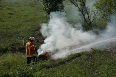 Brand eines landwirtschaftlichen Unterstands, mehrere Feuerwehren im Einsatz in Reichenbach